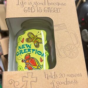 Old Fashion Drinking Jar 20 Oz Life is Good because God is Great Glass